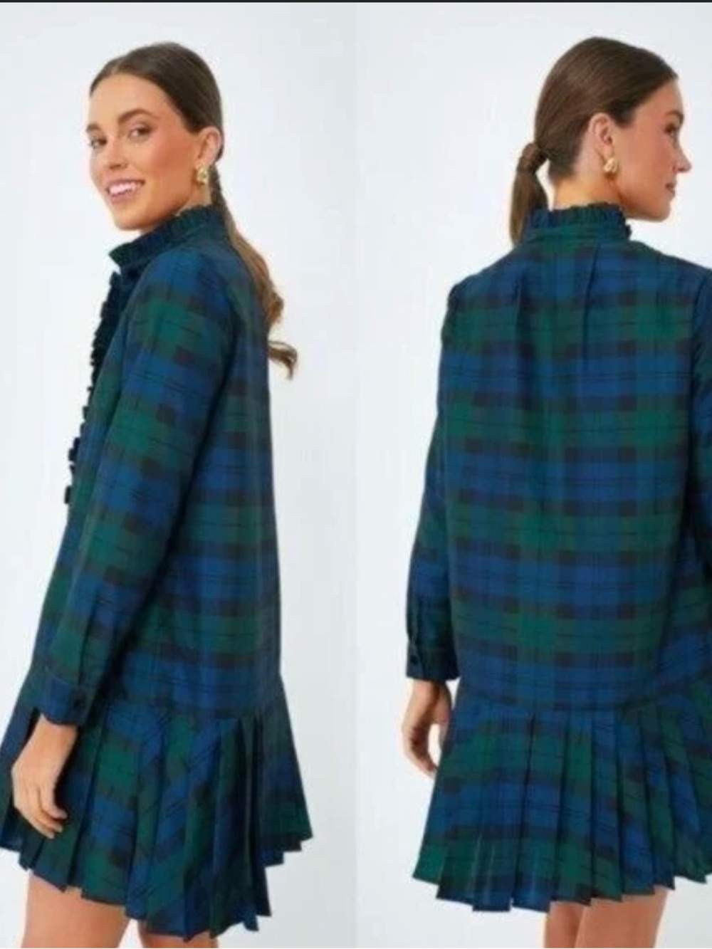 Tuckernuck Blackwatch Plaid Tate Dress size S Small Long Sleeve Mini Brand New